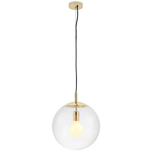 Lampa wisząca ALUR L złota, transparentny klosz, 40 cm, Kaspa