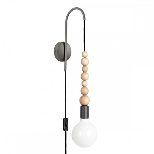 Lampa ścienna Loft Sfarer ciemnoszary strukturalny kinkiet z wtyczką i włącznikiem Kolorowe Kable