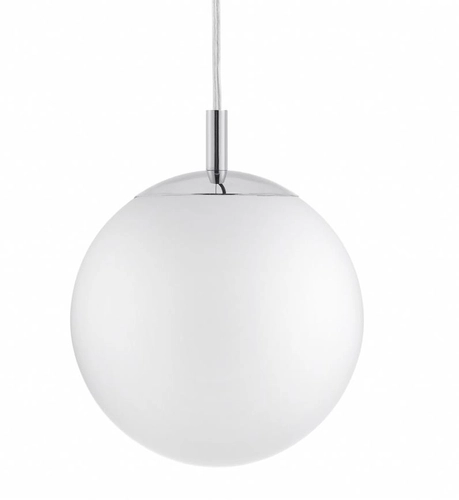 Lampa wisząca ALUR L chrom, biały klosz 40 cm, Kaspa