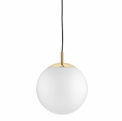 Lampa wisząca ALUR M złota, biały klosz, 30 cm, Kaspa