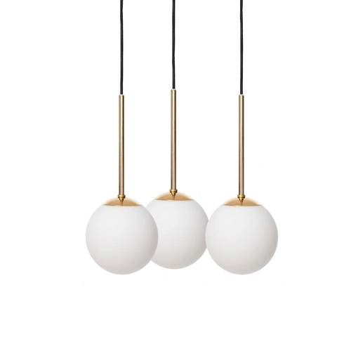 Lampa wisząca trzypunktowa LAMIA 3 złoto, czarny przewód, Kaspa