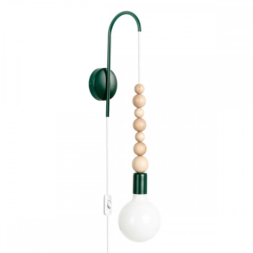 Lampa ścienna Loft Sfarer ciemnozielony strukturalny kinkiet z wtyczką i włącznikiem Kolorowe Kable