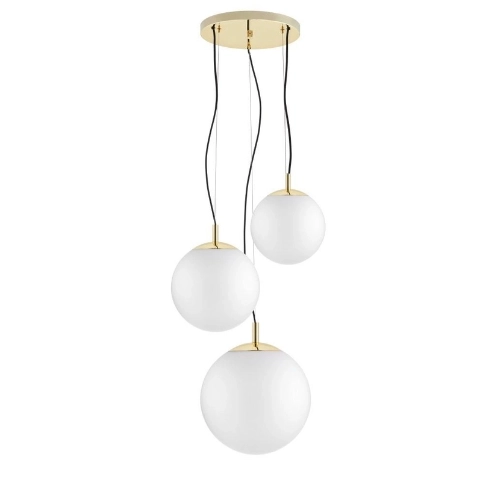Lampa wisząca trzypunktowa ALUR 2 złota, białe klosze, Kaspa
