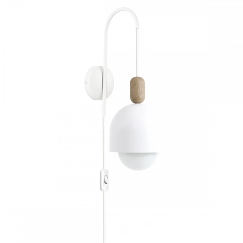 Lampa ścienna Loft Ovoi biały strukturalny kinkiet z wtyczką i włącznikiem KOLOROWE KABLE