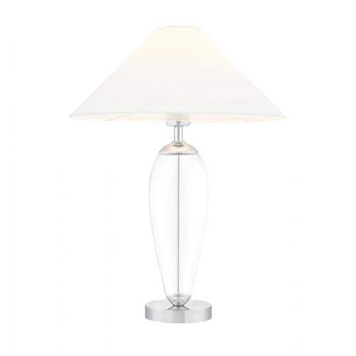 Lampa stołowa REA SILVER biała, z transparentną podstawą, Kaspa