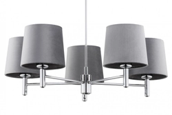Żyrandol z abażurami szarymi Bolzano Plus 5 chrom