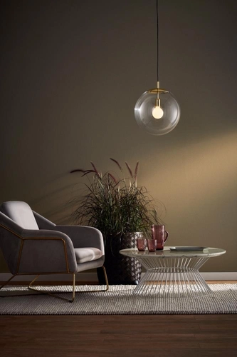 Lampa wisząca ALUR S złota, transparentny klosz, 25 cm, Kaspa