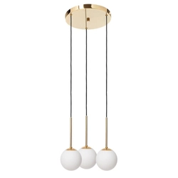 Lampa wisząca trzypunktowa LAMIA 3 złoto, czarny przewód, Kaspa
