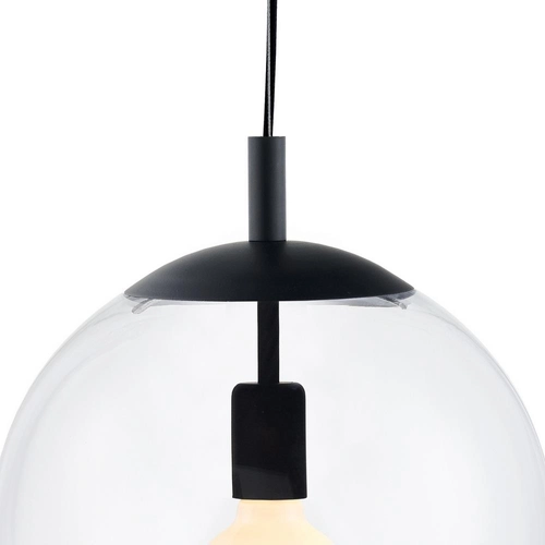 Lampa wisząca ALUR L czarna, transparentny klosz, 40 cm, Kaspa