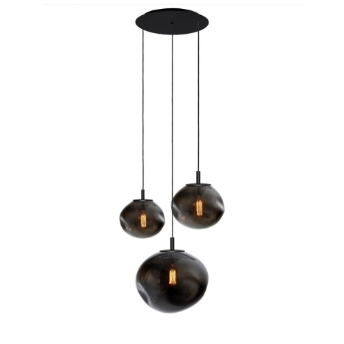 Lampa wisząca trzypunktowa AVIA BLACK 3 przydymiona, Kaspa