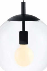 Lampa wisząca ALUR S czarna, transparentny klosz, 25 cm, Kaspa