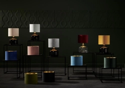 Lampa stołowa LORA miętowa, czarna podstawa, Kaspa