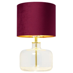Lampa stołowa LORA bordowa, transparentna podstawa, Kaspa