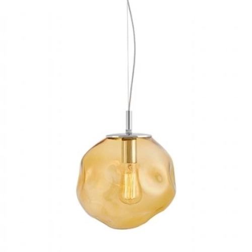 Lampa wisząca AVIA M bursztynowa, 30 cm, chrom, Kaspa