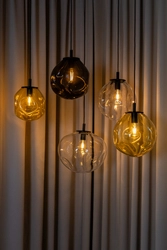 Lampa wisząca AVIA BLACK S bursztynowa, 25 cm, Kaspa