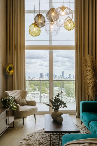 Lampa wisząca AVIA S bursztynowa, 25 cm, chrom, Kaspa