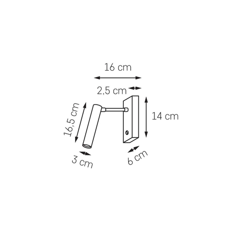Kinkiet LARS czarny, z włącznikiem, Kaspa