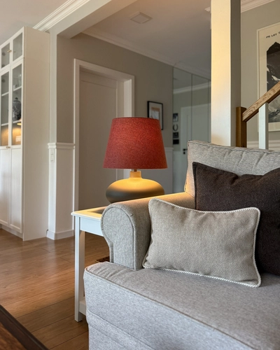 Lampa stołowa SAWA CLASSIC ceglasty melanż, grafitowa podstawa, Kaspa