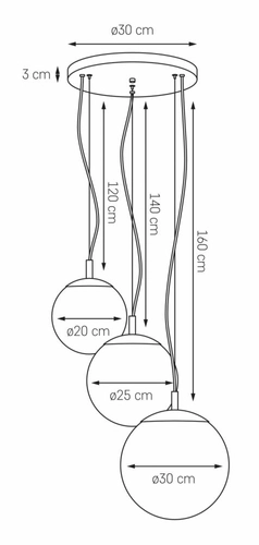Lampa wisząca trzypunktowa ALUR 2 chrom, białe klosze, Kaspa