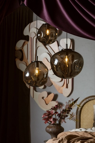 Lampa wisząca trzypunktowa AVIA BLACK 3 przydymiona, Kaspa