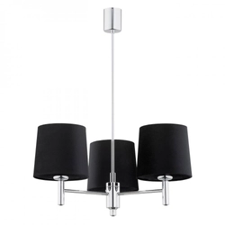 Żyrandol z abażurami czarnymi Bolzano Plus 3 chrom