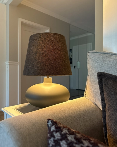 Lampa stołowa SAWA CLASSIC brązowy melanż, grafitowa podstawa, Kaspa