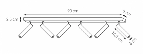 Lampa przysufitowa sześciopunktowa ROLL 6 biała, Kaspa