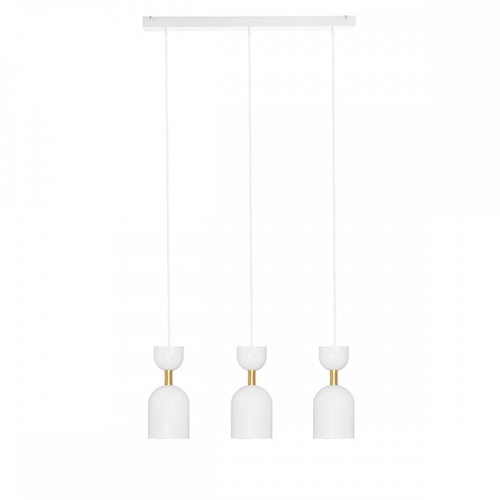 SUPURU 3L biała potrójna lampa sufitowa z mosiądzem