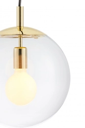 Lampa wisząca ALUR M złota, transparentny klosz, 30 cm, Kaspa