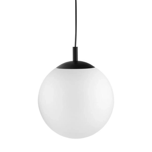 Lampa wisząca ALUR L czarna, biały klosz, 40 cm, Kaspa