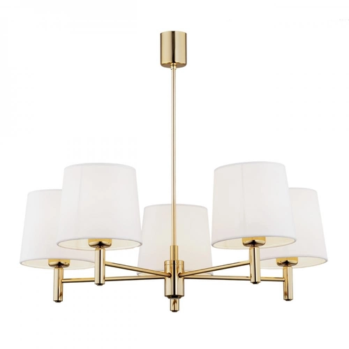 Żyrandol złoty z abażurami białymi Ponte Plus duży