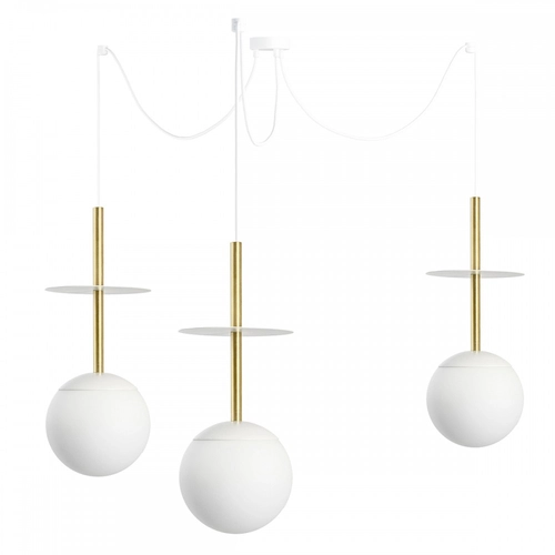 PLAAT A3 biała potrójna lampa z mosiądzem