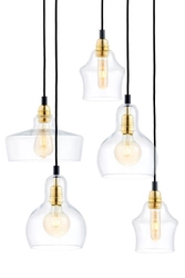 Lampa wisząca pięciopunktowa LONGIS GOLD 5 na plafonie, Kaspa
