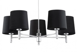 Żyrandol z abażurami czarnymi Bolzano Plus 5 chrom