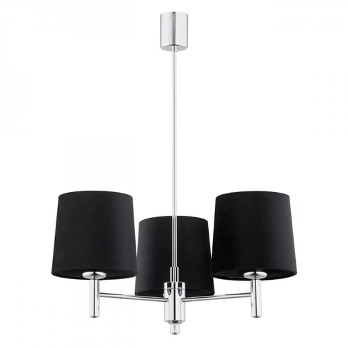 Żyrandol z abażurami czarnymi Bolzano Plus 3 chrom