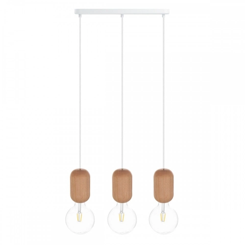 Drewniana lampa sufitowa Loft Barille 3L E27 lampa wisząca na listwie KOLOROWE KABLE