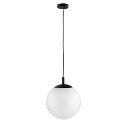 Lampa wisząca ALUR M czarna, biały klosz, 30 cm, Kaspa