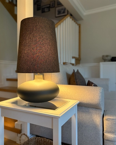 Lampa stołowa SAWA CLASSIC XL brązowy melanż, grafitowa podstawa, Kaspa