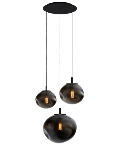 Lampa wisząca trzypunktowa AVIA BLACK 3 przydymiona, Kaspa