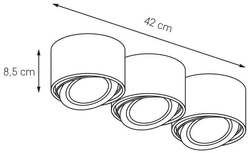 Reflektor sufitowy trzypunktowy LUMOS 3 czarny, 42 cm, Kaspa