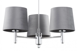 Żyrandol z abażurami szarymi Bolzano Plus 3 chrom