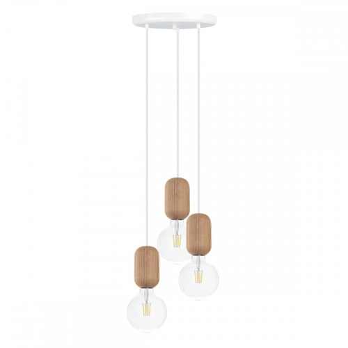 Drewniana lampa sufitowa Loft Barille 3P E27 lampa wisząca kaskadowo KOLOROWE KABLE