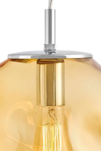 Lampa wisząca AVIA M bursztynowa, 30 cm, chrom, Kaspa