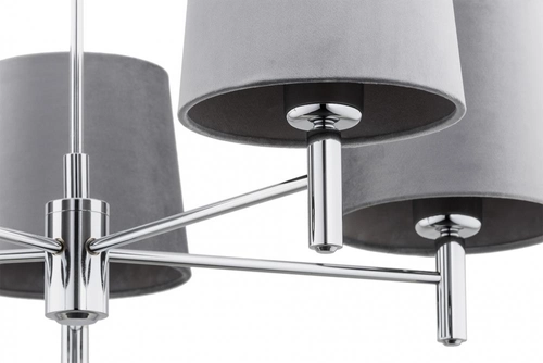 Żyrandol z abażurami szarymi Bolzano Plus 5 chrom