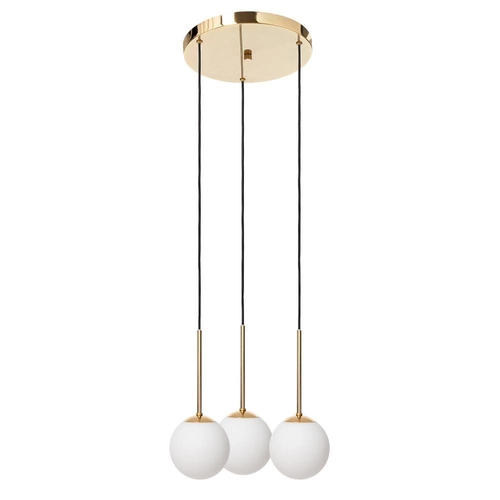 Lampa wisząca trzypunktowa LAMIA 3 złoto, czarny przewód, Kaspa