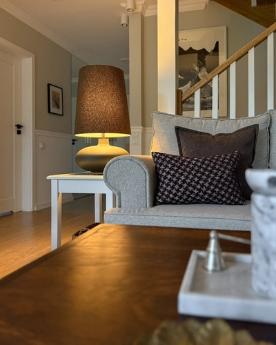 Lampa stołowa SAWA CLASSIC XL brązowy melanż, grafitowa podstawa, Kaspa