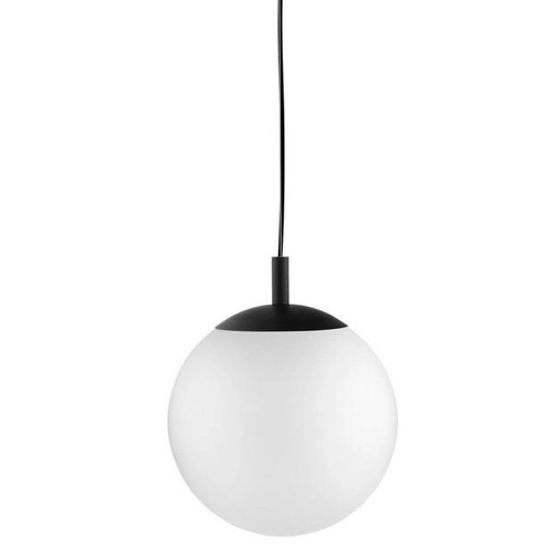 Lampa wisząca ALUR S czarna, biały klosz, 25 cm, Kaspa