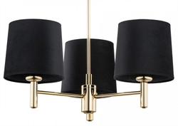 Żyrandol złoty z abażurami czarnymi Ponte Plus mały