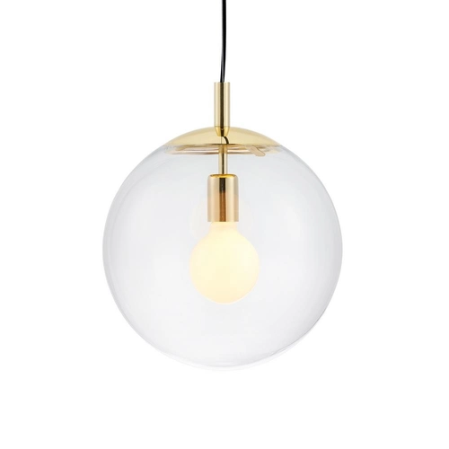 Lampa wisząca ALUR L złota, transparentny klosz, 40 cm, Kaspa