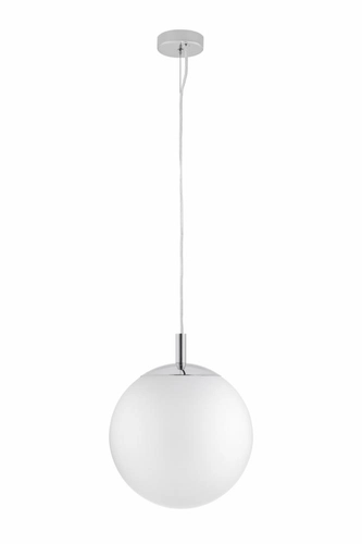 Lampa wisząca ALUR L chrom, biały klosz 40 cm, Kaspa